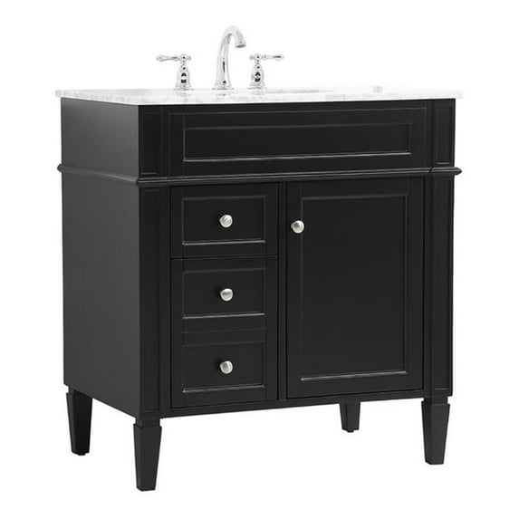 Elegant Decor Park Avenue 32" Solid Wood & Metal Single Bathroom Vanity in Black