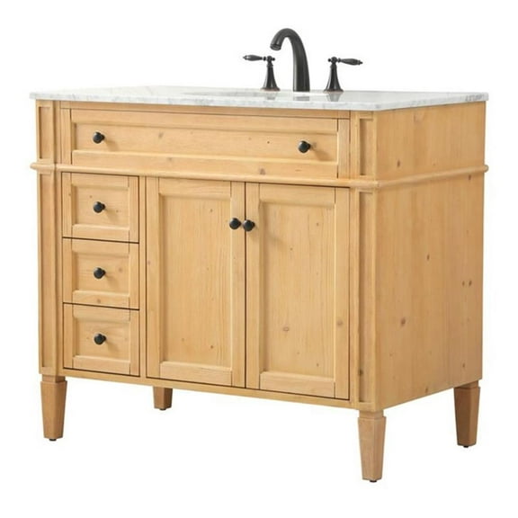 Elegant Decor Park Avenue 40" Aluminum MDF Single Bathroom Vanity - Natural Wood