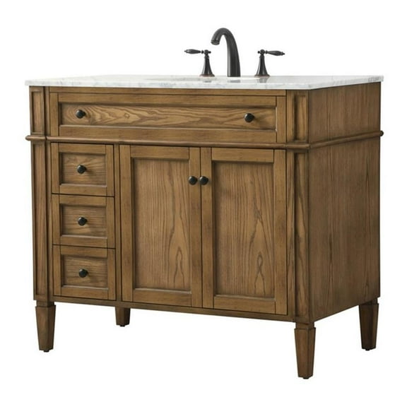 Elegant Decor Park Avenue 40" Aluminum MDF Single Bathroom Vanity in Driftwood