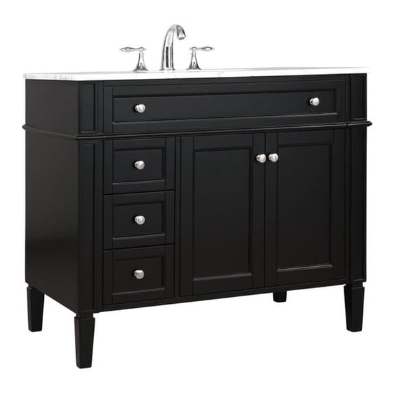 Elegant Decor Park Avenue 40" Solid Wood & Metal Single Bathroom Vanity in Black