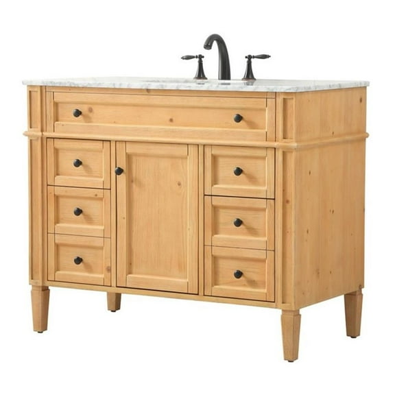 Elegant Decor Park Avenue 42" Aluminum MDF Single Bathroom Vanity - Natural Wood