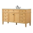 thumbnail image 1 of 60 inch single bathroom vanity in natural wood, 1 of 8