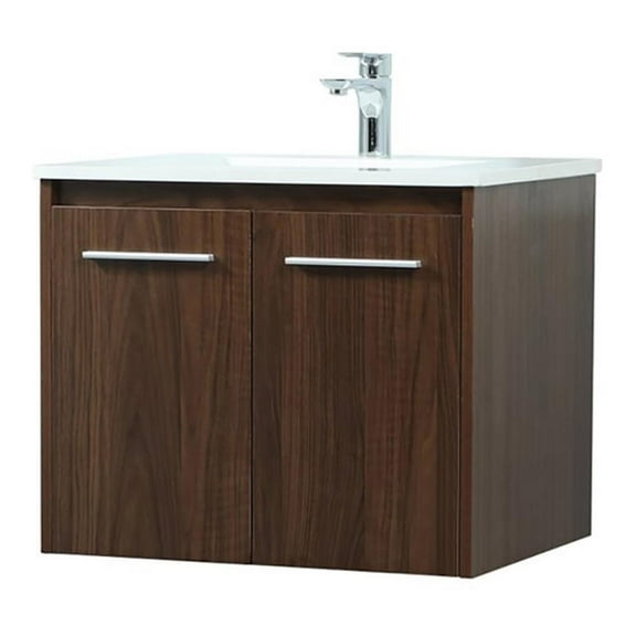 24 inch single bathroom vanity in walnut