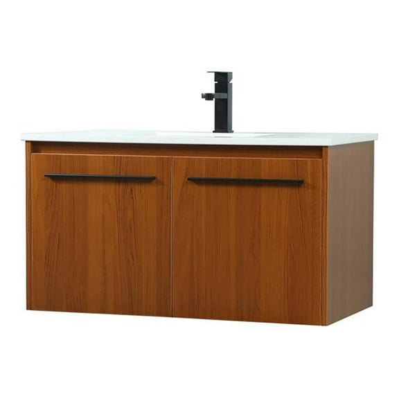 36 inch single bathroom vanity in teak