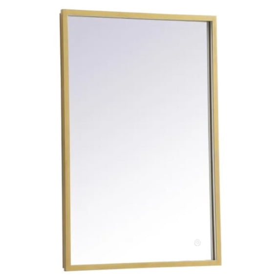 Elegant Decor Pier 20x30 inch LED mirror with adjustable color temperature 3000K/4200K/6400K in brass