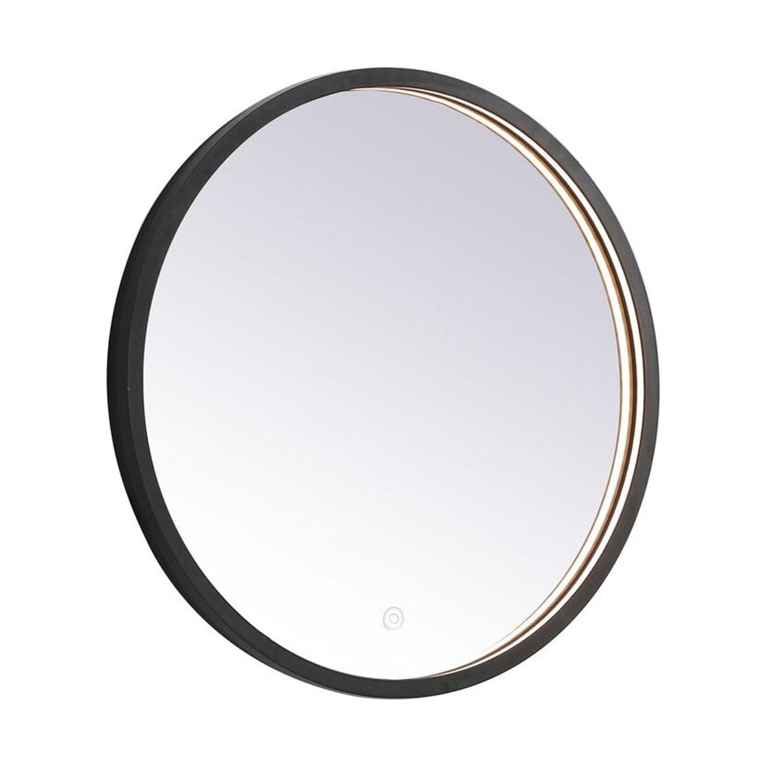 Black Aluminum LED Round Bathroom Vanity Mirror