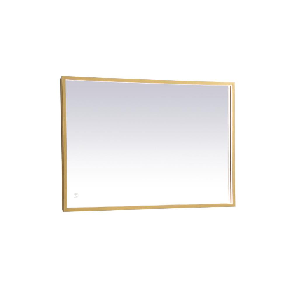 Brass Rectangular LED Bathroom Vanity Mirror with Aluminum Frame