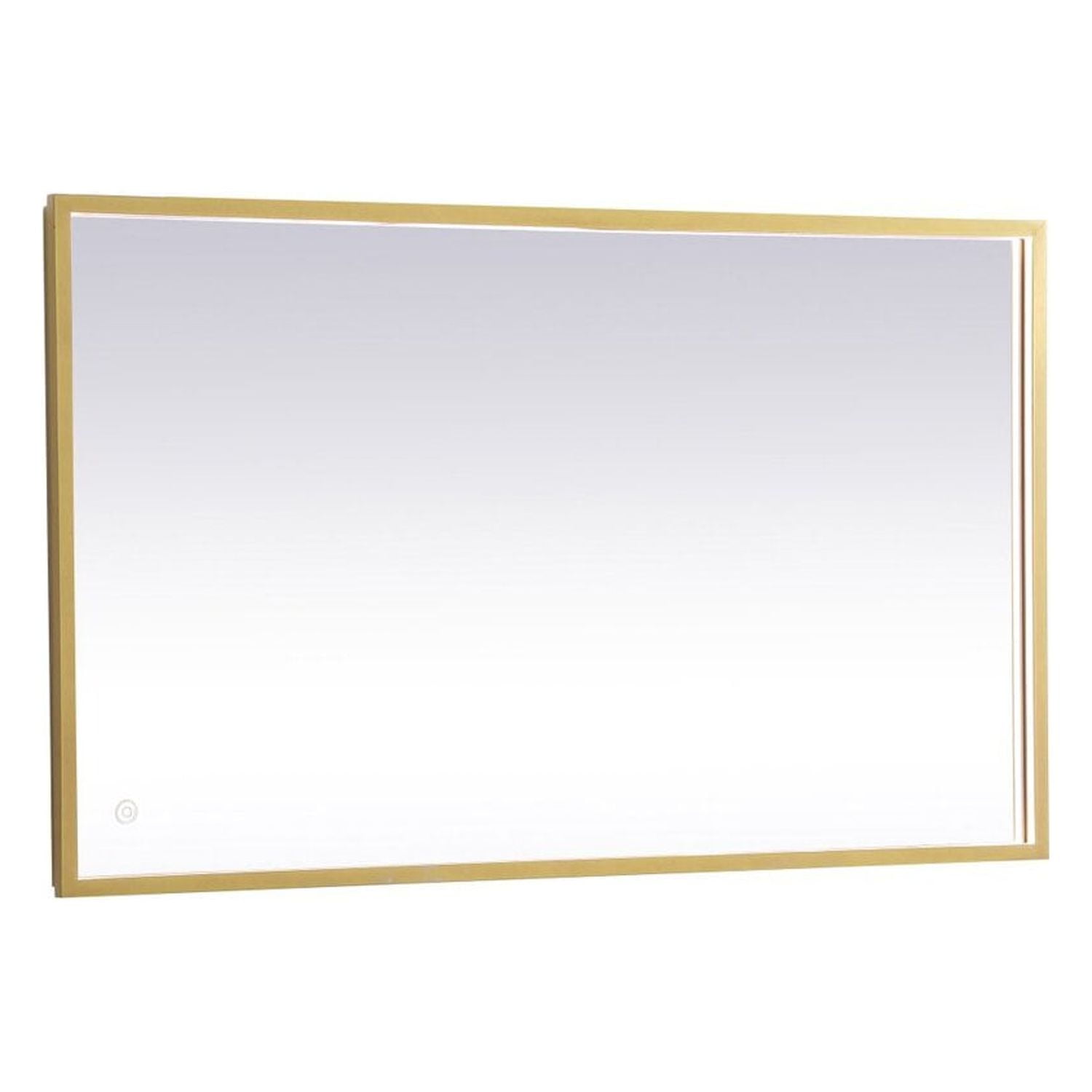 Elegant Brass Rectangular LED Vanity Mirror with Touch Sensor