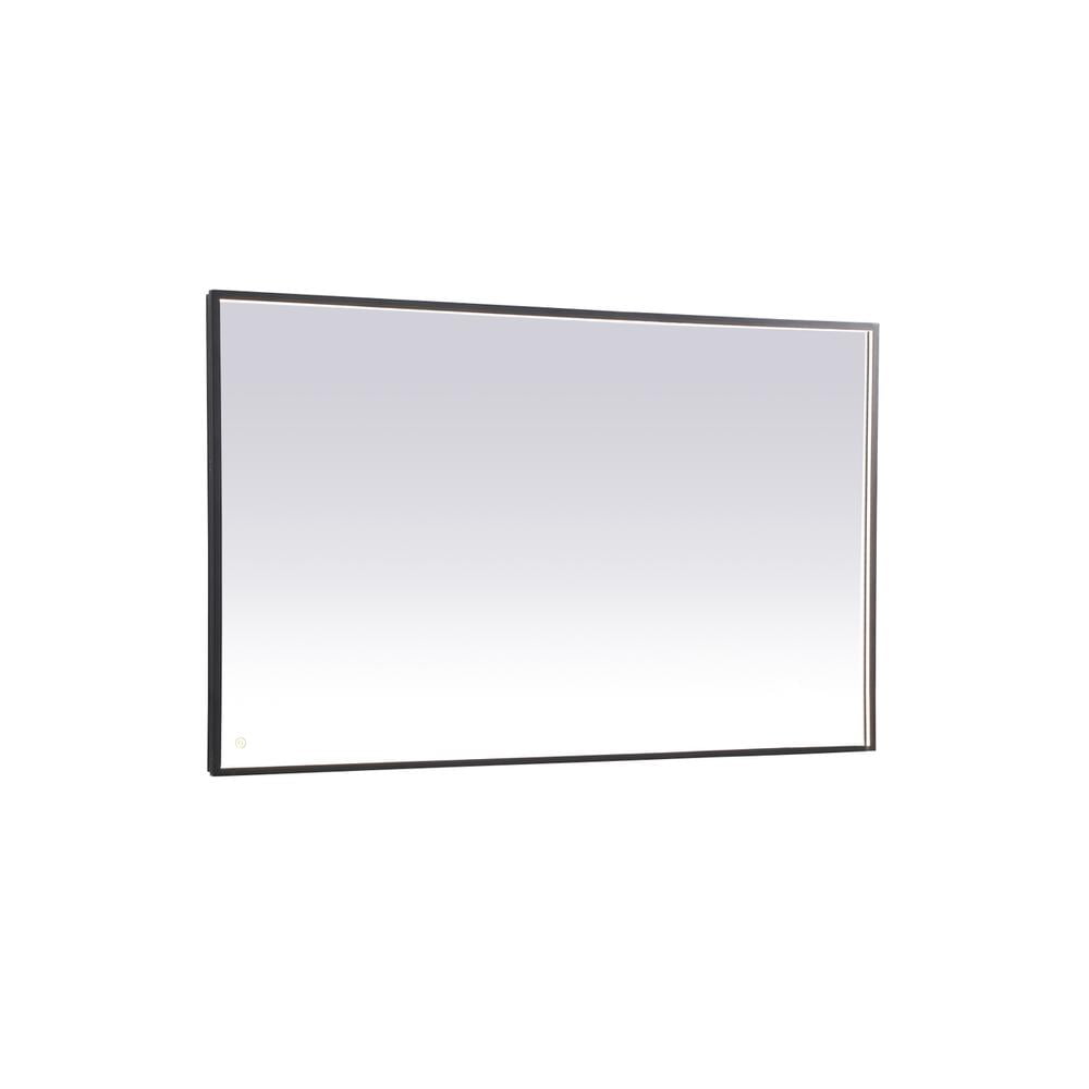 Rectangular Black Aluminum LED Bathroom Mirror with Touch Sensor