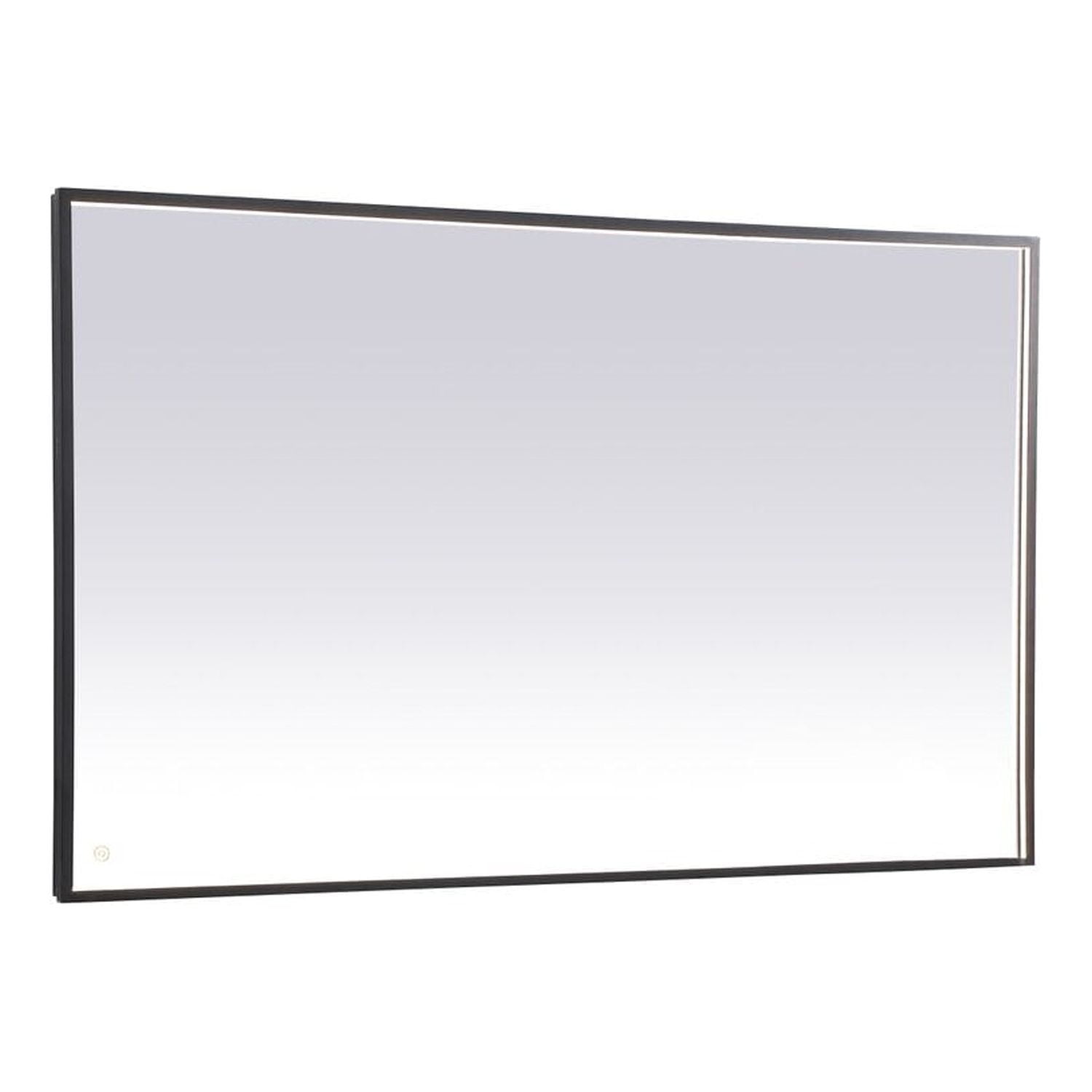 Rectangular Black Aluminum LED Bathroom Mirror with Touch Sensor