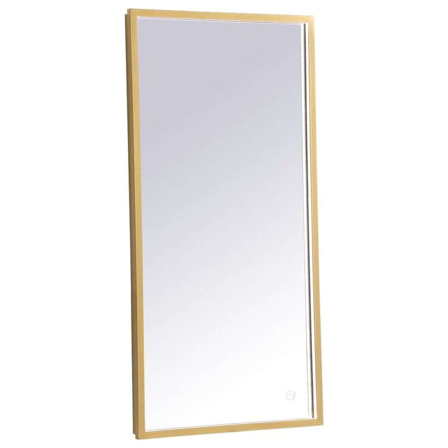 Rectangular Brass LED Bathroom Mirror with Aluminum Frame
