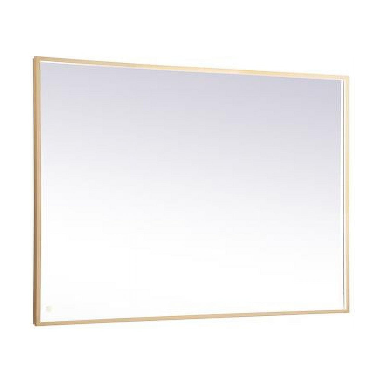 Elegant Brass Rectangular LED Bathroom Vanity Mirror