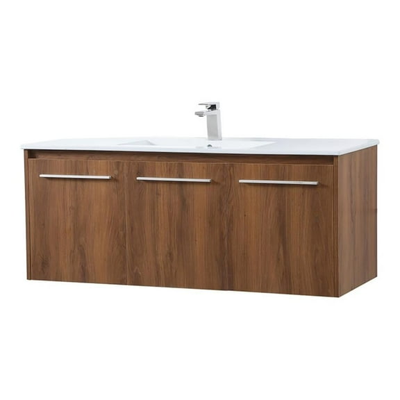 Elegant Kitchen and Bath 48 inch Single Bathroom Floating Vanity in Walnut Brown