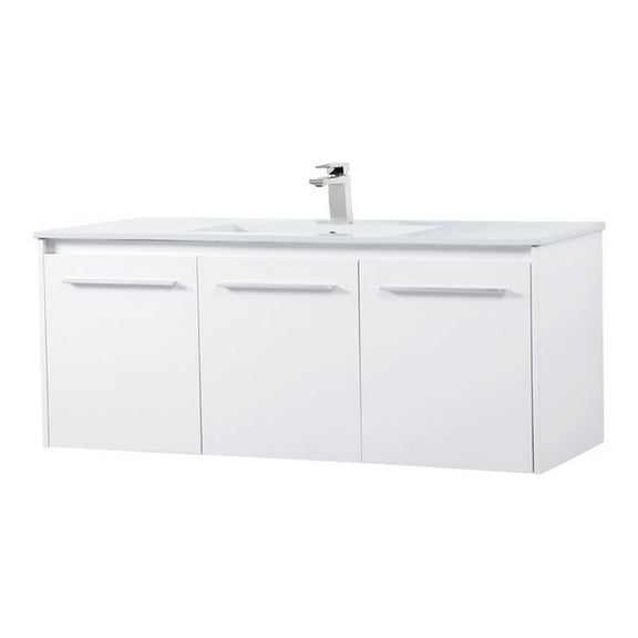 48 inch Single Bathroom Floating Vanity in White