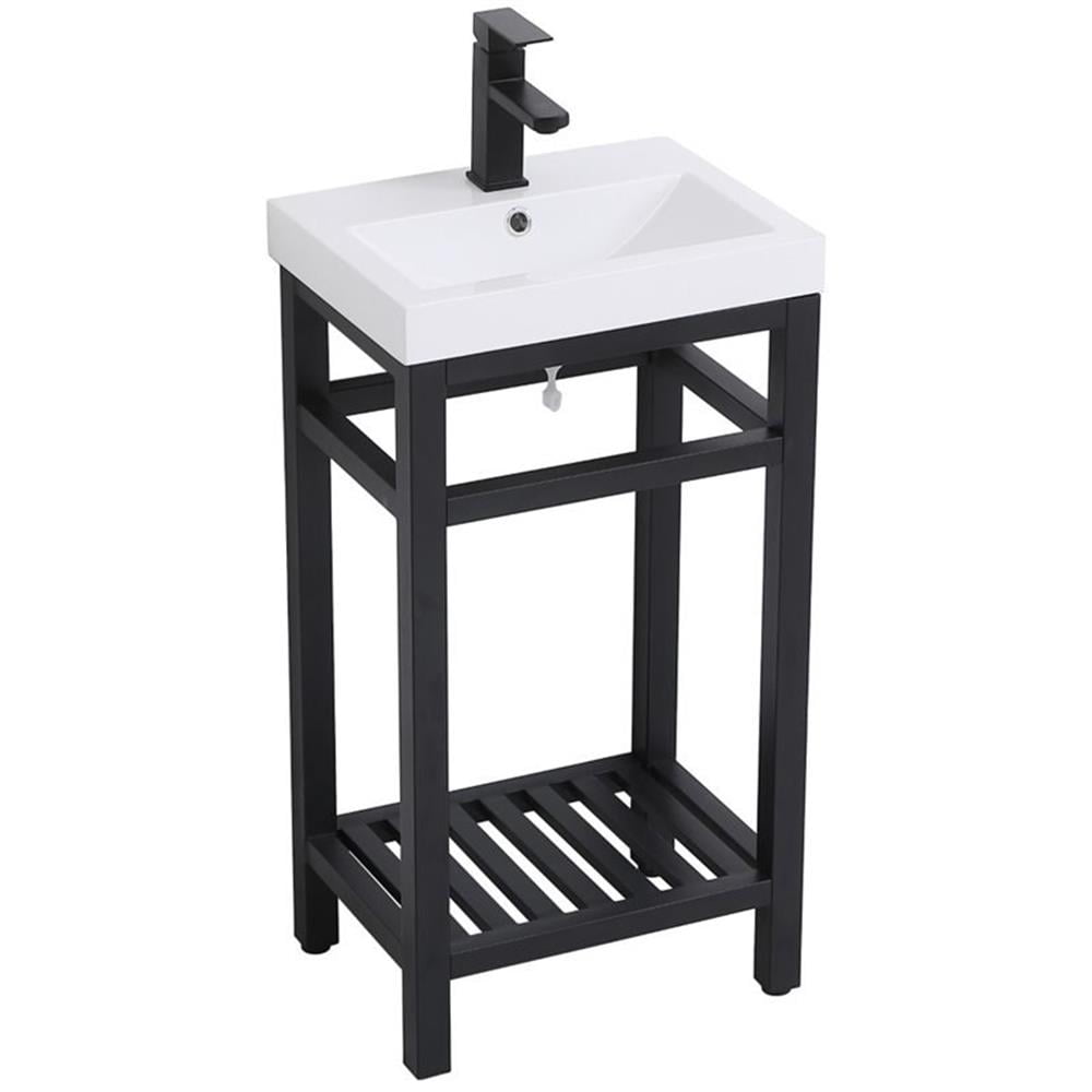 Elegant Lighting VF14018BK Raya 18" Specialty Cast Iron Console Bathroom Sink - Black