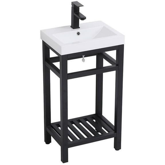 Elegant Lighting Vf14018 Raya 18" Specialty Cast Iron Console Bathroom Sink - Black