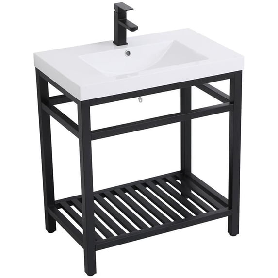 30 inch Single Bathroom Metal Vanity in Black