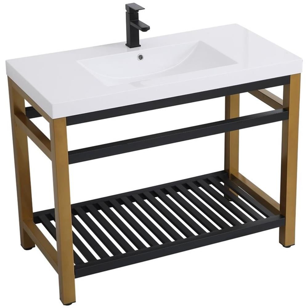 Elegant Kitchen and Bath 42 inch Single Bathroom Metal Vanity in Golden Black