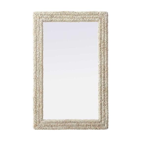 Elegant Decor Rectangle Cornhusk Mirror 27x42 in Linen White