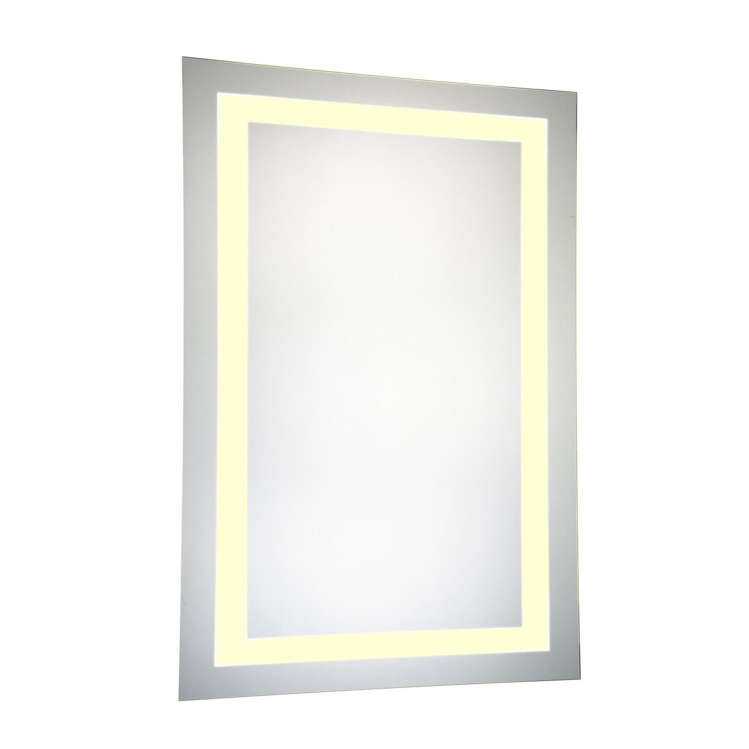 Glossy White LED Rectangular Frameless Mirror with Defrost