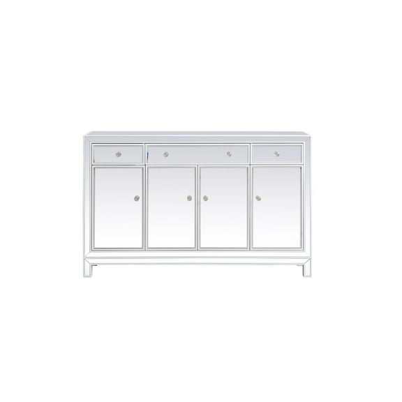 Elegant Decor 56 Inch Mirrored Credenza In White