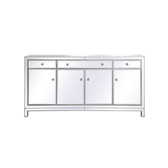 Reflexion 72 in. mirrored credenza in antique silver