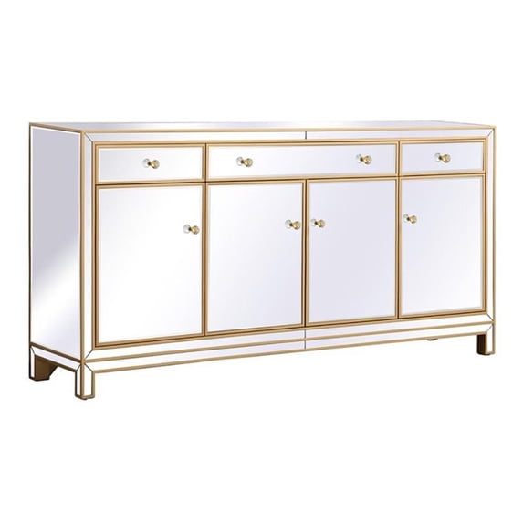 Reflexion 72 in. mirrored credenza in gold