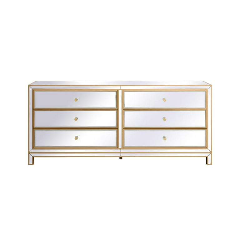 chinese dress ladies Gunnison 6-drawer Dresser with Mirror Silver Metallic – Furniture Avenue