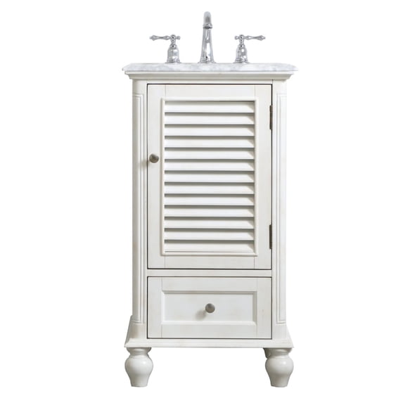Elegant Decor Rhodes 19" Single Marble Top Bathroom Vanity in Antique White