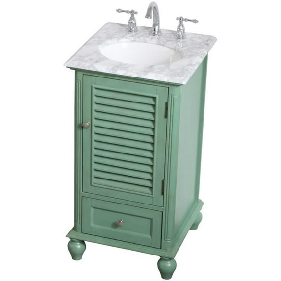 Elegant Decor Rhodes 19" Single Marble Top Bathroom Vanity in Vintage Mint
