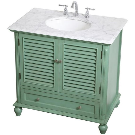 Elegant Lighting Vf30536 Rhodes 36" Free Standing Single Basin Vanity Set - Vintage Mint