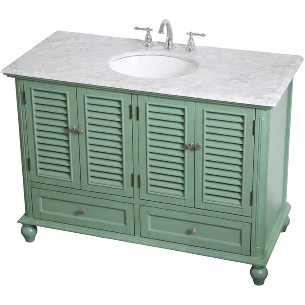 48" Vintage Mint Single Bathroom Vanity with Carrara Marble Top