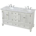 thumbnail image 1 of Elegant Decor Rhodes 60" Double Marble Top Bathroom Vanity in Antique White, 1 of 16