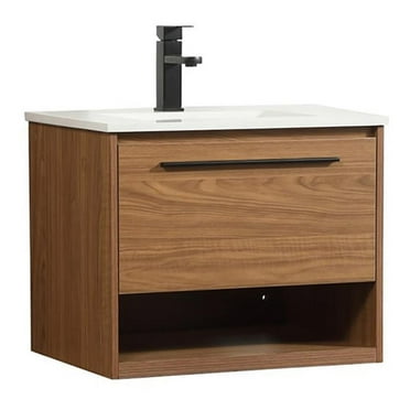 Elegant Decor Roman 24" Aluminum MDF Single Bathroom Vanity in Walnut Brown