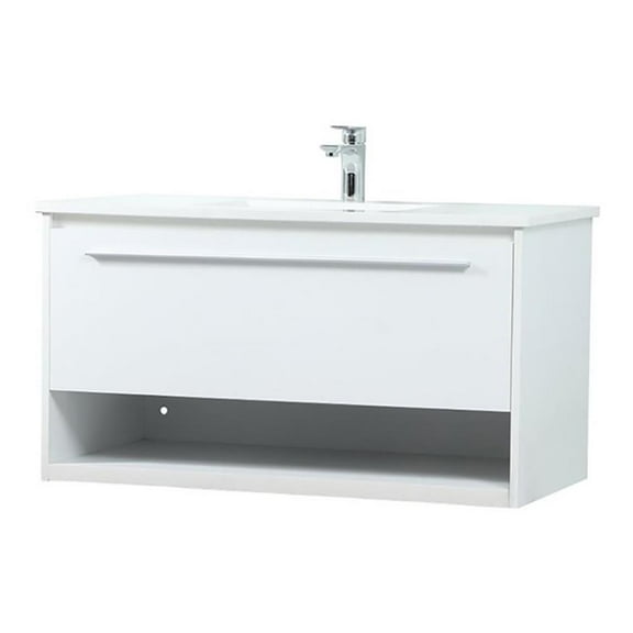 36 inch single bathroom vanity in white
