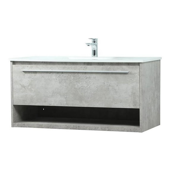 Elegant Decor Roman 40" Aluminum Alloy MDF Single Bathroom Vanity in Gray