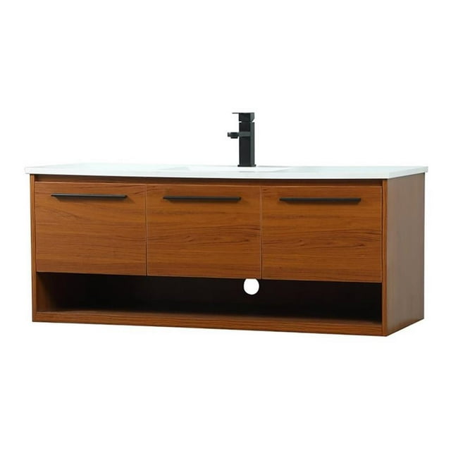 Elegant Decor Roman 48" Aluminum Alloy MDF Single Bathroom Vanity in Teak