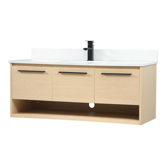 48 inch single bathroom vanity in maple with backsplash