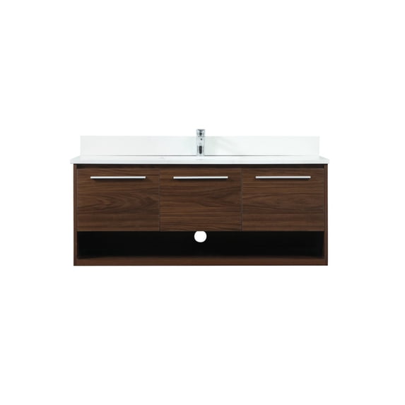 48 inch single bathroom vanity in walnut with backsplash