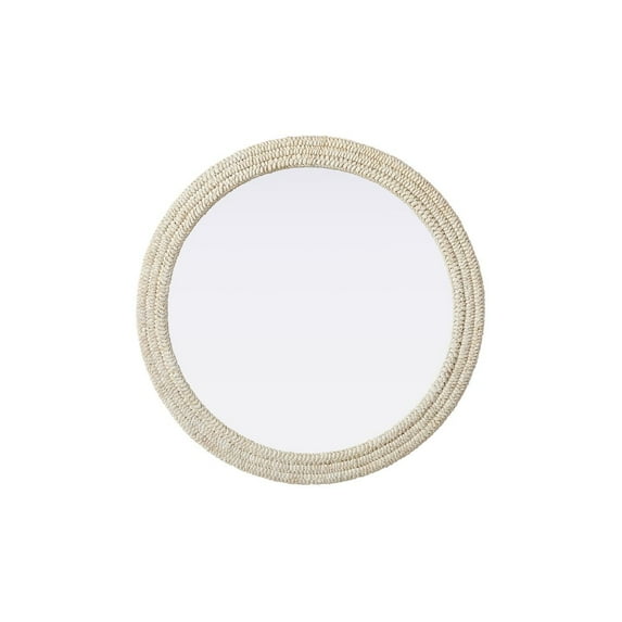 Elegant Decor Round Cornhusk Mirror 42x42 in Linen White