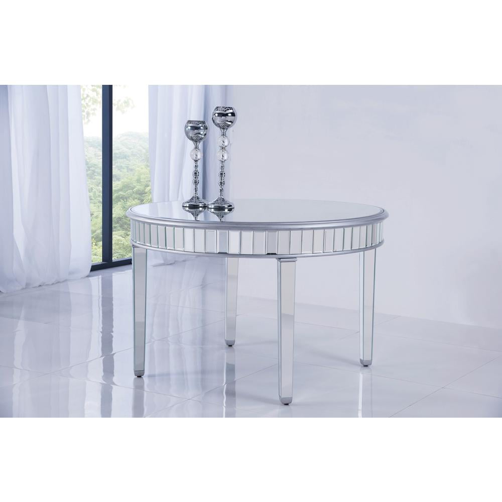 Silver Round Wood Formal Dining Table for Six