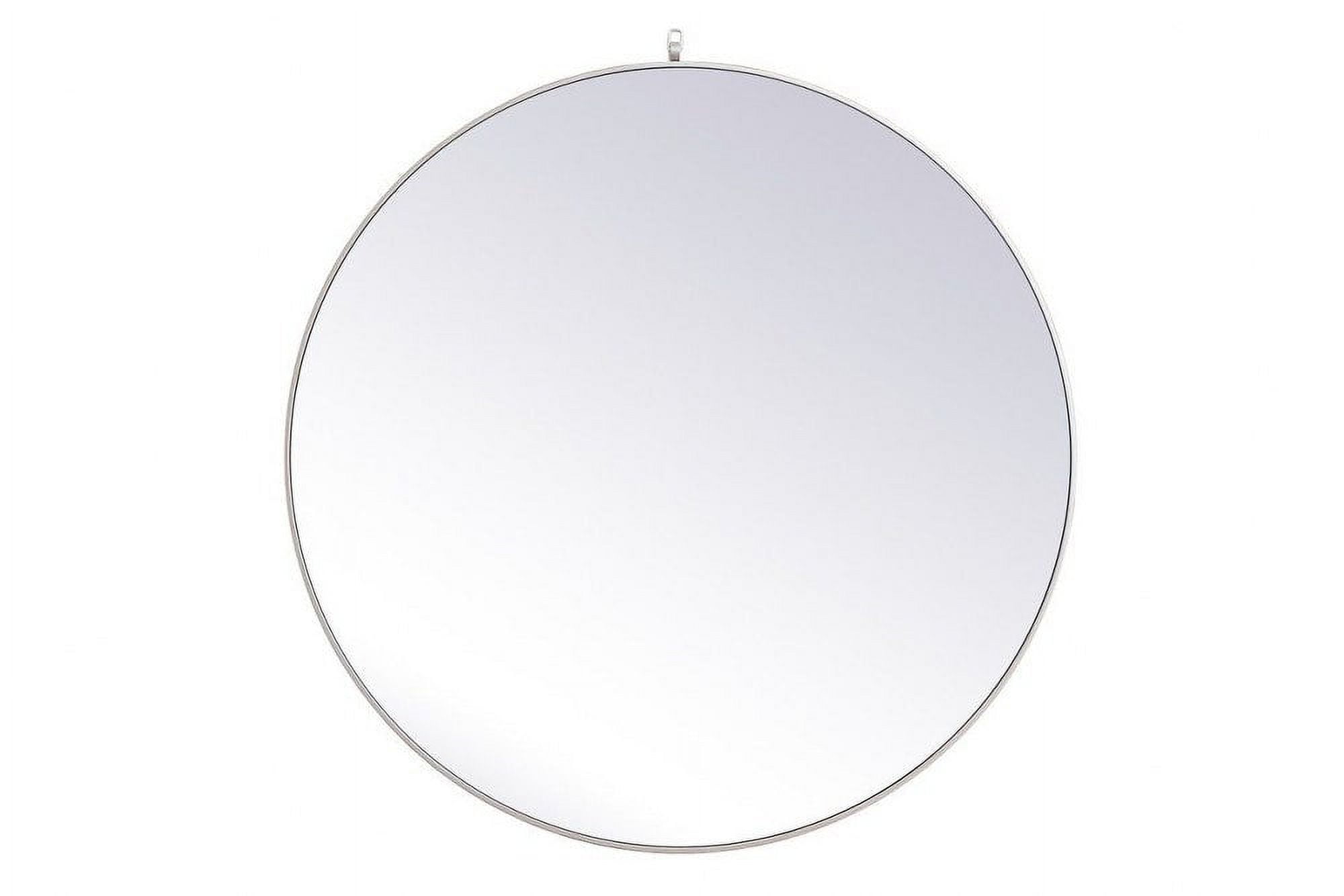 Elegant Rowan Contemporary Silver Round Wood Mirror 45"