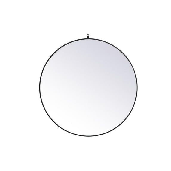 Metal frame round mirror with decorative hook 45 inch in Blue
