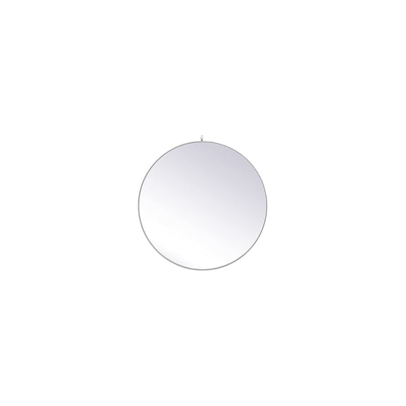 Elegant Decor Metal frame round mirror with decorative hook 45 inch in silver