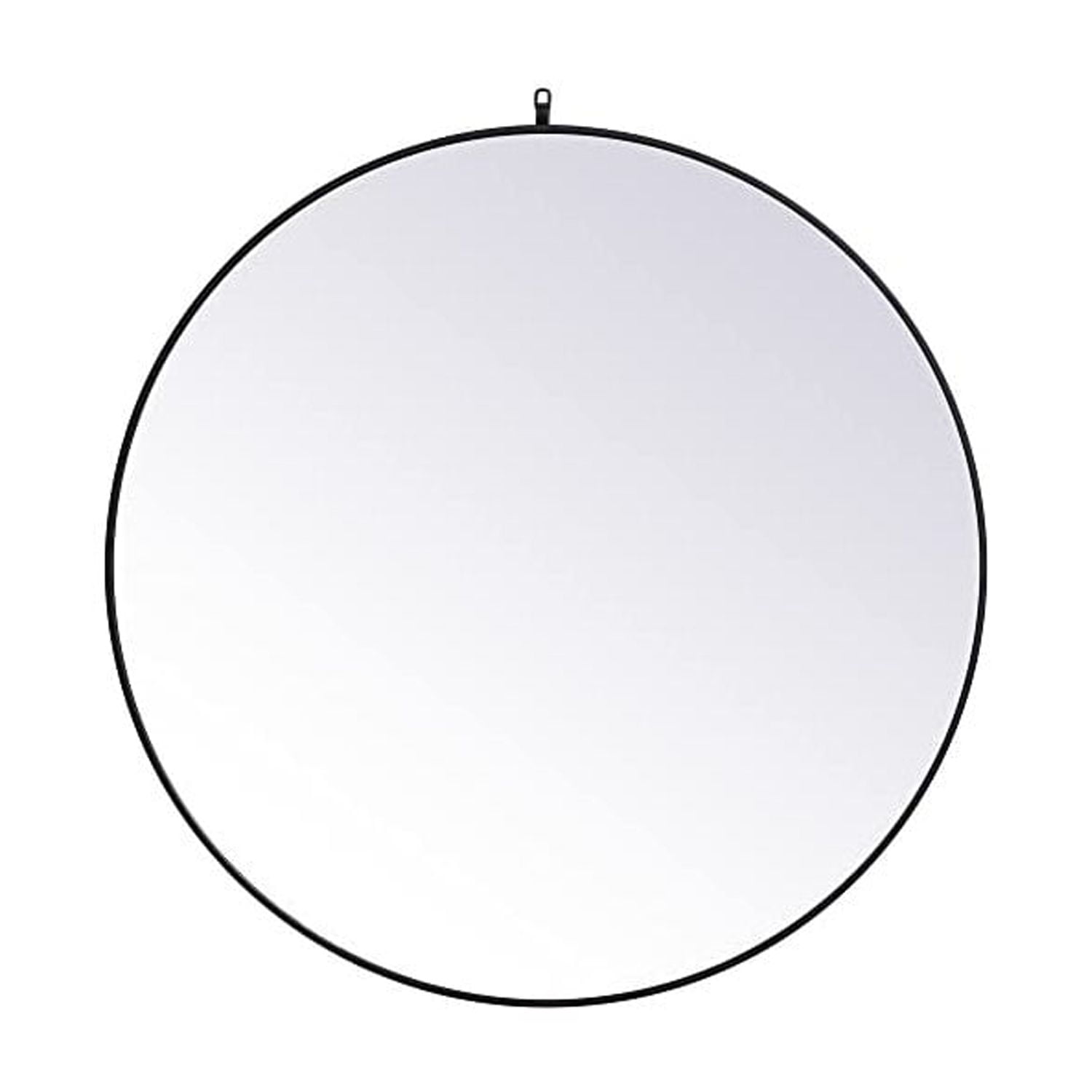 Contemporary Black Wood Frame 45" Round Mirror with Decorative Hook