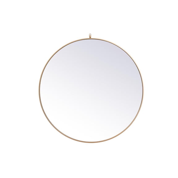 Elegant Decor Metal frame round mirror with decorative hook 45 inch in Brass