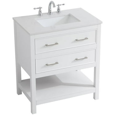Elegant Decor Sinclaire 30" Single Quartz Top Bathroom Vanity in White