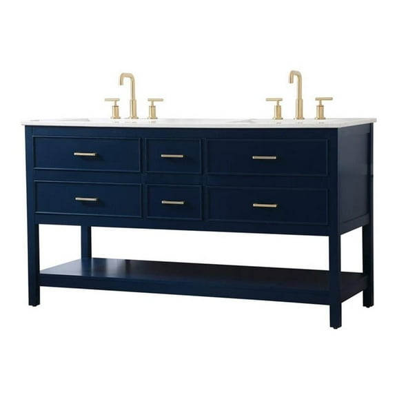Elegant Decor Sinclaire 60" Aluminum Alloy & MDF Double Bathroom Vanity in Blue