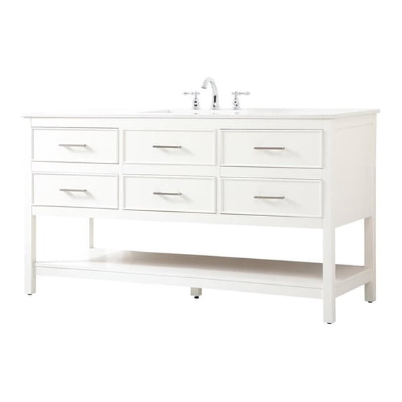 Elegant Decor Sinclaire 60" Aluminum Alloy & MDF Single Bathroom Vanity in White