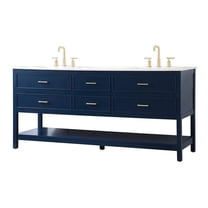 Elegant Decor Sinclaire 72" Aluminum Alloy & MDF Double Bathroom Vanity in Blue